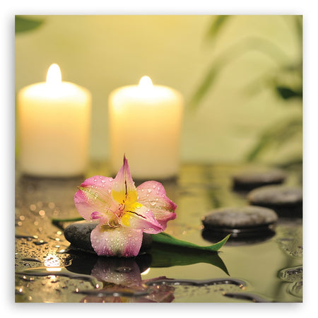 Quadro su tela, Candele e orchidee zen