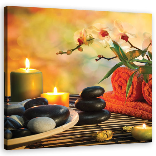 Quadro su tela, Spa set zen pietre