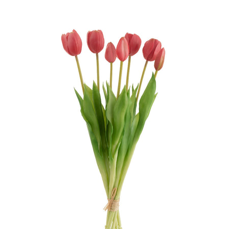 Mazzo 7 tulipani in gomma per decorazione ambienti h 31 cm