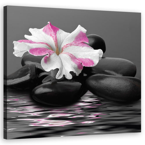 Quadro su tela, Stones Pink Flower Zen