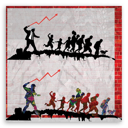 Quadro su tela, Banksy la frusta