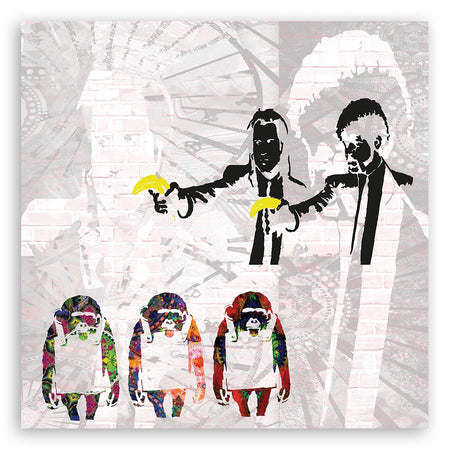 Quadro su tela, Banksy Pulp Fiction and Monkeys