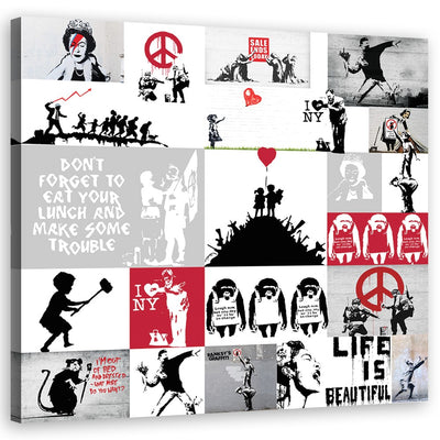 Quadro su tela, Collage di graffiti art di strada banksy
