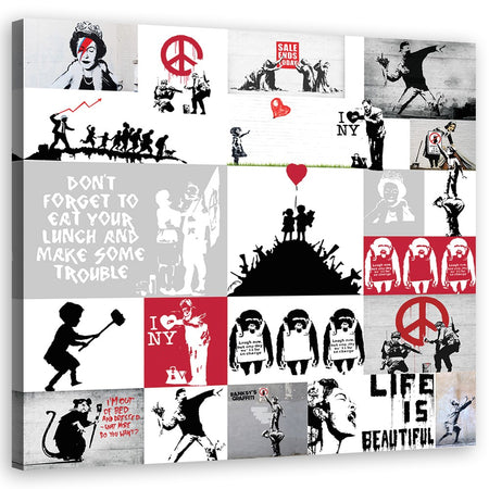 Quadro su tela, Collage di graffiti art di strada banksy