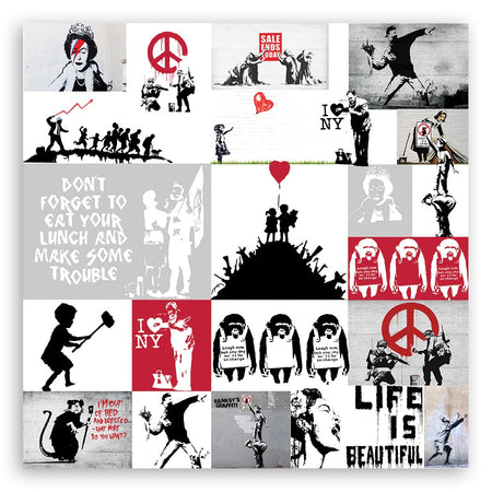 Quadro su tela, Collage di graffiti art di strada banksy
