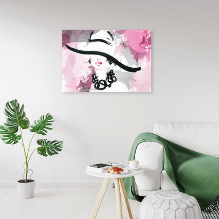 Quadro su tela, Donna con cappello rosa