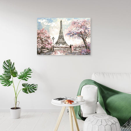 Quadro su tela, Torre Eiffel di Parigi rosa come dipinto