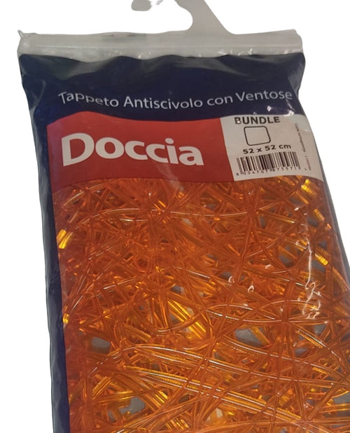SHARK - TAPPETO ANTISCIVOLO BUNDLE PER VASCA DA BAGNO 52x52CM - CON VENTOSE - COLORE ARANCIONE **