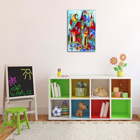 Quadro su tela, Case colorate