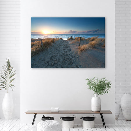 Quadro su tela, Spiaggia Mare Sabbia Tramonto