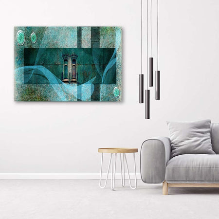 Quadro su tela, Windows Abstraction Turquoise