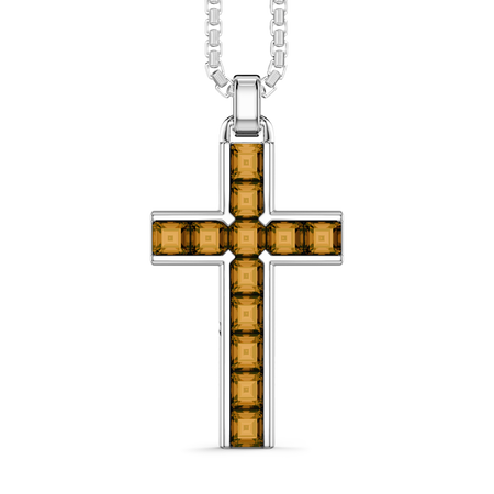 Zancan Collana in argento con pendente a croce e pietre naturali.