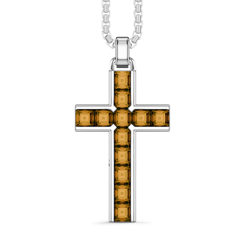 Zancan Collana in argento con pendente a croce e pietre naturali.