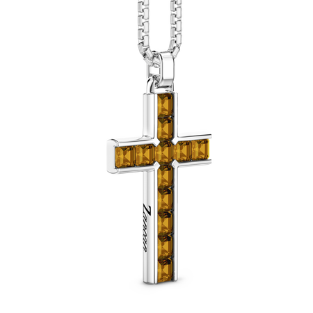 Zancan Collana in argento con pendente a croce e pietre naturali.