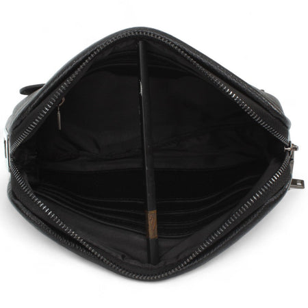 Sei G pochette nera da uomo con lucchetto ID