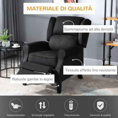 F700-028V91BKA Poltrona Massaggiante e Reclinabile con Funzione Riscaldante e Telecomando, 78x84x101cm, Nero