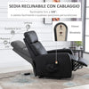 F713-066V90A Poltrona Alza persona con Telecomando, Schienale Reclinabile con Poggiapiedi in Pelle PU Nera 67x95x105cm