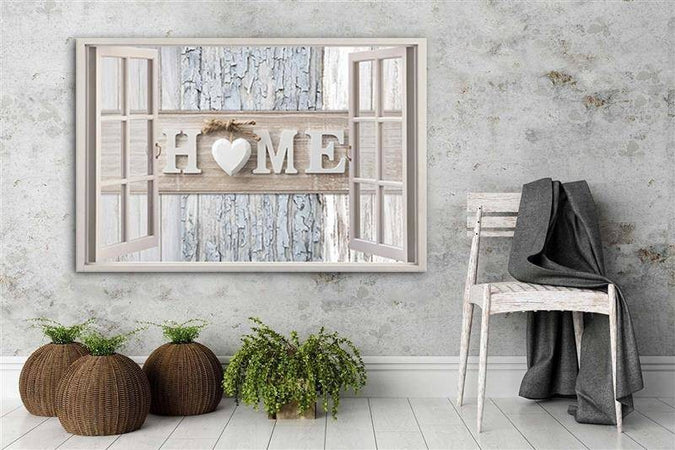 Quadro su tela, Finestra Vista Casa Cuore