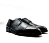 FONTANA scarpa classica uomo derby lavorato in pelle nera con fondo in cuoio