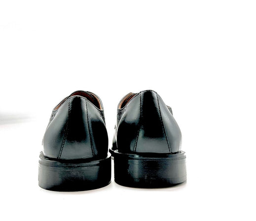 FONTANA scarpa classica uomo derby lavorato in pelle nera con fondo in cuoio
