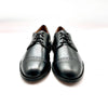 FONTANA scarpa classica uomo derby lavorato in pelle nera con fondo in cuoio