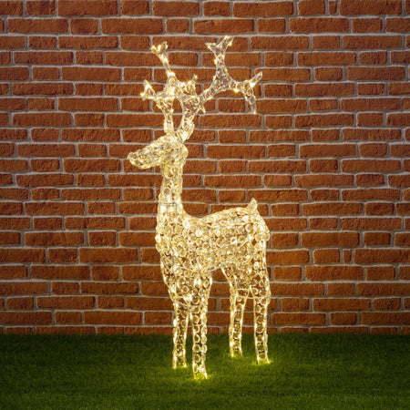 Renna natalizia luminosa a luce fissa con cristalli a led decorazione per interno ed esterno