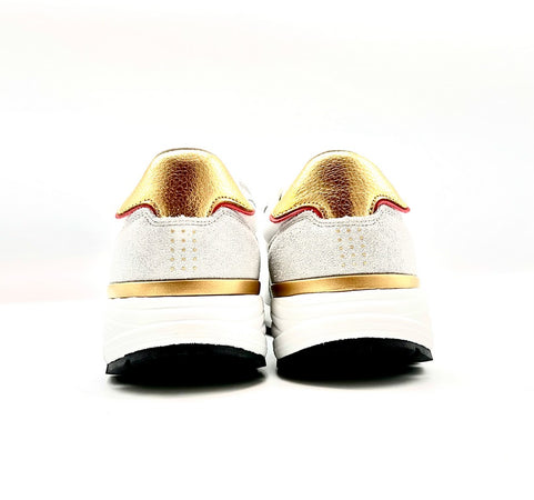 LAMBORGHINI Sneakers running bianca e oro loggata