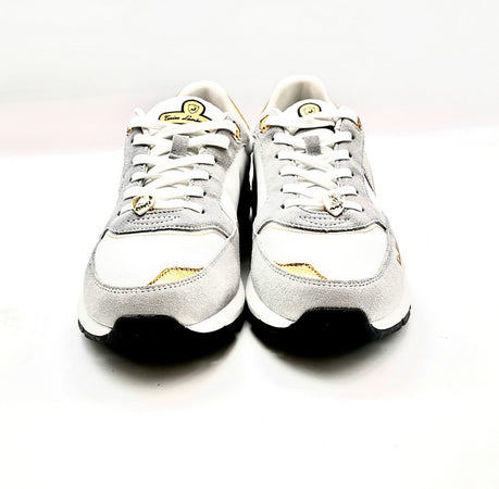 LAMBORGHINI Sneakers running bianca e oro loggata