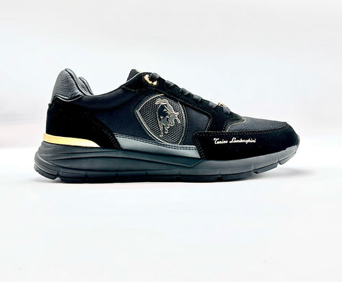 LAMBORGHINI Sneakers running nera e oro loggata