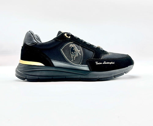 LAMBORGHINI Sneakers running nera e oro loggata