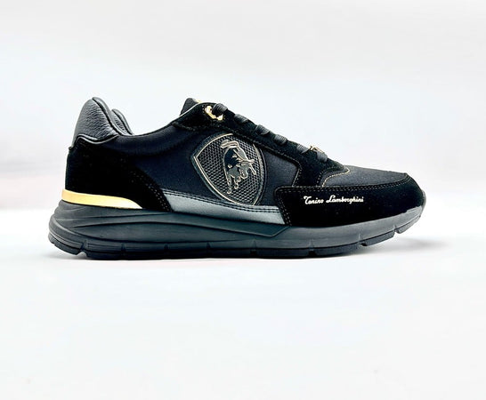 LAMBORGHINI Sneakers running nera e oro loggata