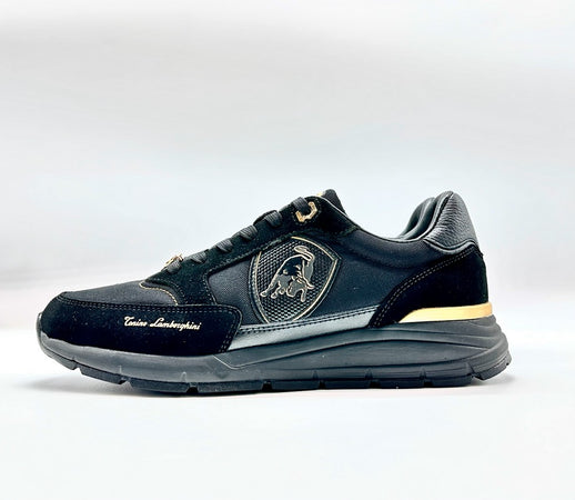 LAMBORGHINI Sneakers running nera e oro loggata
