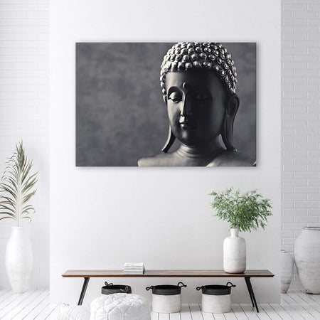 Quadro su tela, Buddha sfondo grigio
