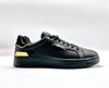 LAMBORGHINI Sneakers tennis in pelle nera e oro