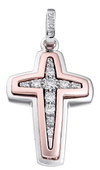 ZANCAN - PENDENTE CROCE IN ORO E DIAMANTI
