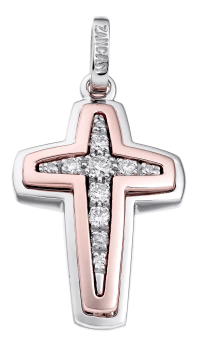 ZANCAN - PENDENTE CROCE IN ORO E DIAMANTI