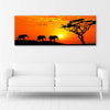 Quadro su tela, Africa tramonto elefanti