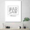 Quadro su tela, Iscrizione Varsavia in bianco e nero