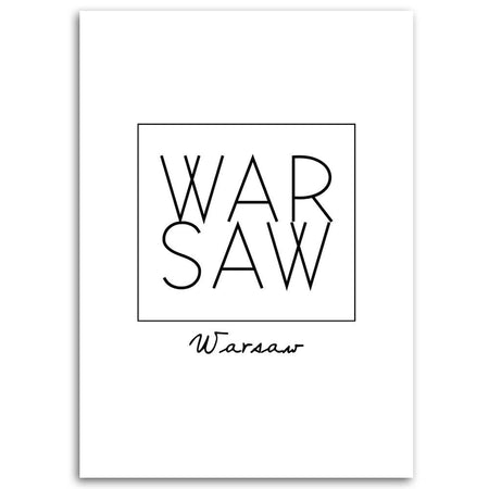 Quadro su tela, Iscrizione Varsavia in bianco e nero