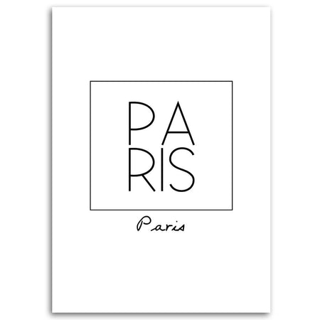 Quadro su tela, con iscrizione Parigi in bianco e nero