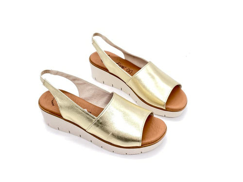 LUXDIVE Sandalo Donna Zeppa Oro