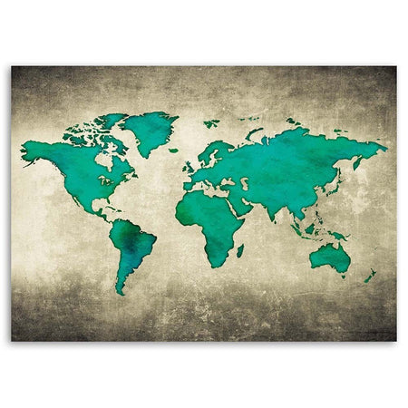 Quadro su tela, Mappa del mondo verde