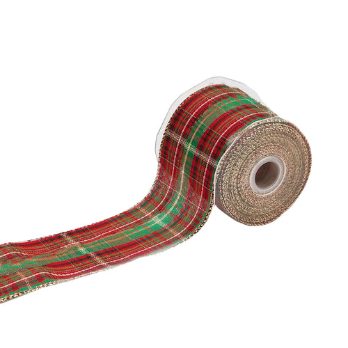 Nastro Tartan con motivo scozzese per decorazioni e confezioni natalizie