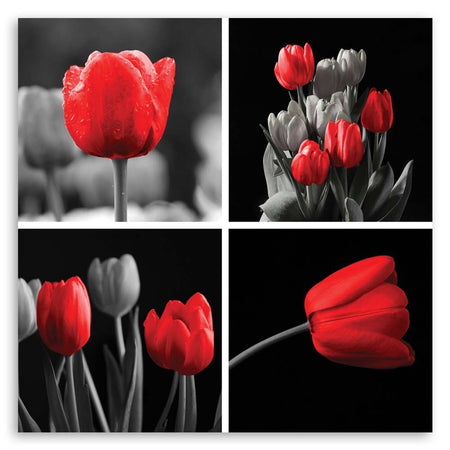 Quadro su tela, Set di tulipani rossi