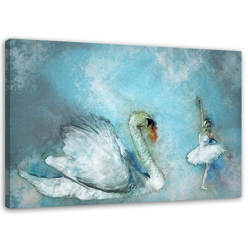 Quadro su tela, Cigno Ballerina Turchese