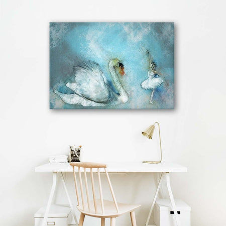 Quadro su tela, Cigno Ballerina Turchese