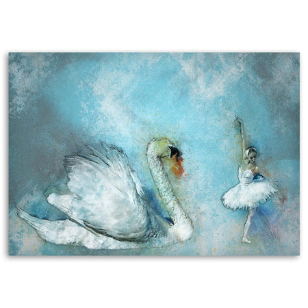 Quadro su tela, Cigno Ballerina Turchese