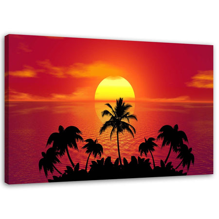 Quadro su tela, Palme tropicali al tramonto