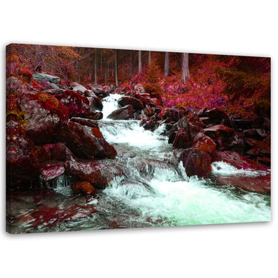 Quadro su tela, Torrente di montagna foresta rosso
