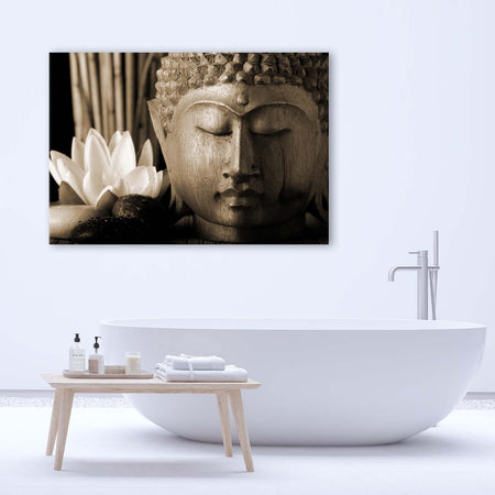 Quadro su tela, Buddha e fiore di giglio marrone